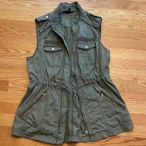 White House Black Market Khaki Utility Vest